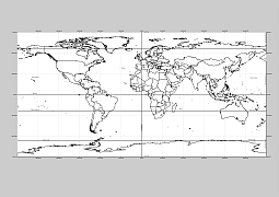 blank map of the world with lines of latitude and longitude