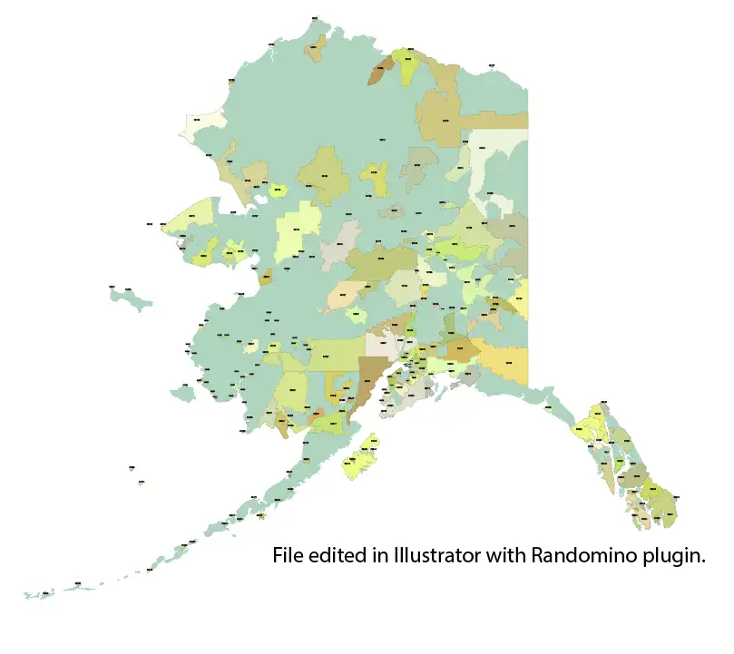 US Alaska Zip Code map - your-vector-maps.com