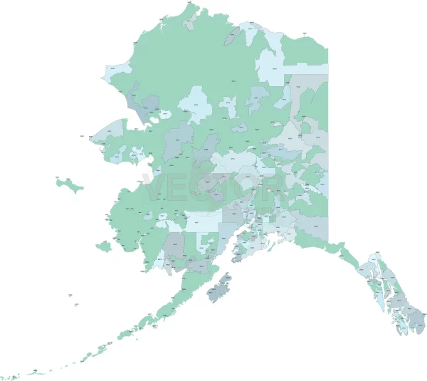 US Alaska Zip Code map - your-vector-maps.com