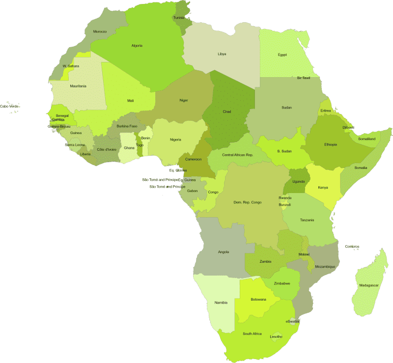 Africa by country Continent Map