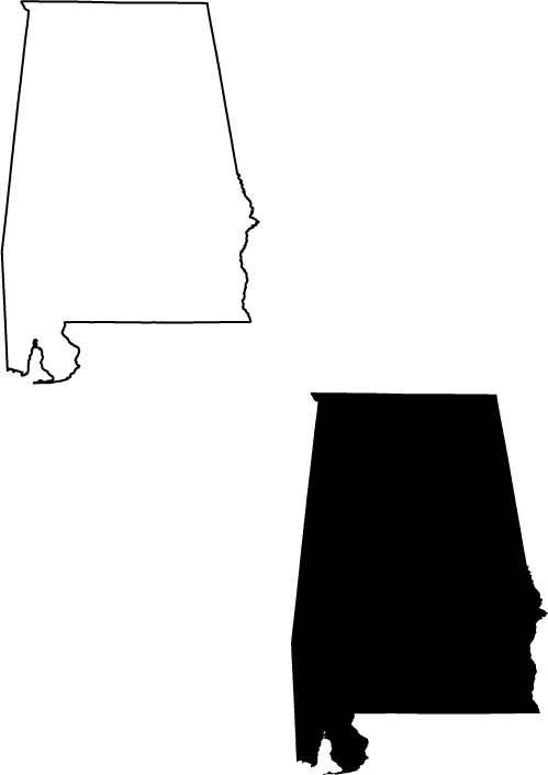 Alabama black silhouette map