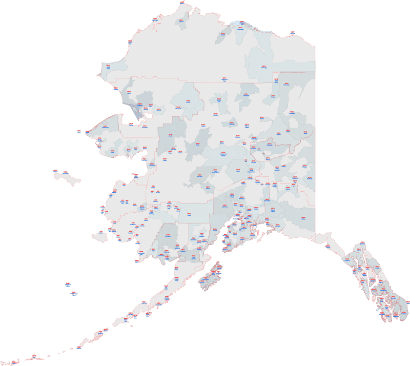 Alaska ZIP Code Map with Cities