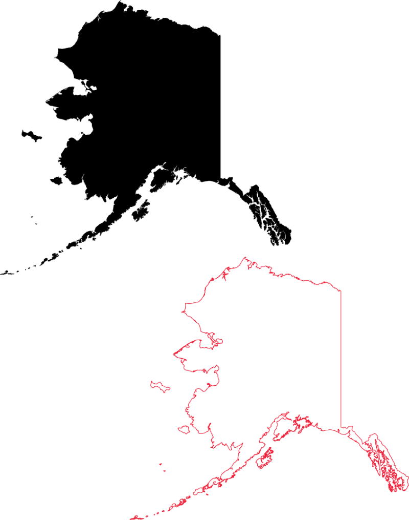Alaska black silhoutte map