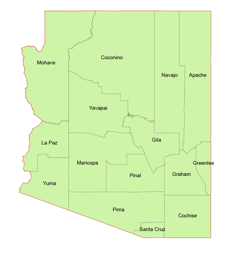 Arizona Vector County Map