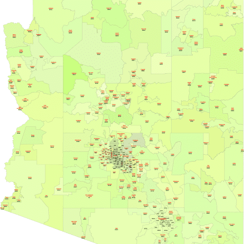 Arizona ZIP Code Map With Cities