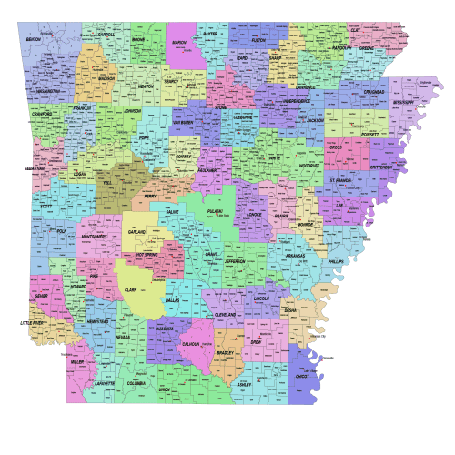 Arkansas county and communities map
