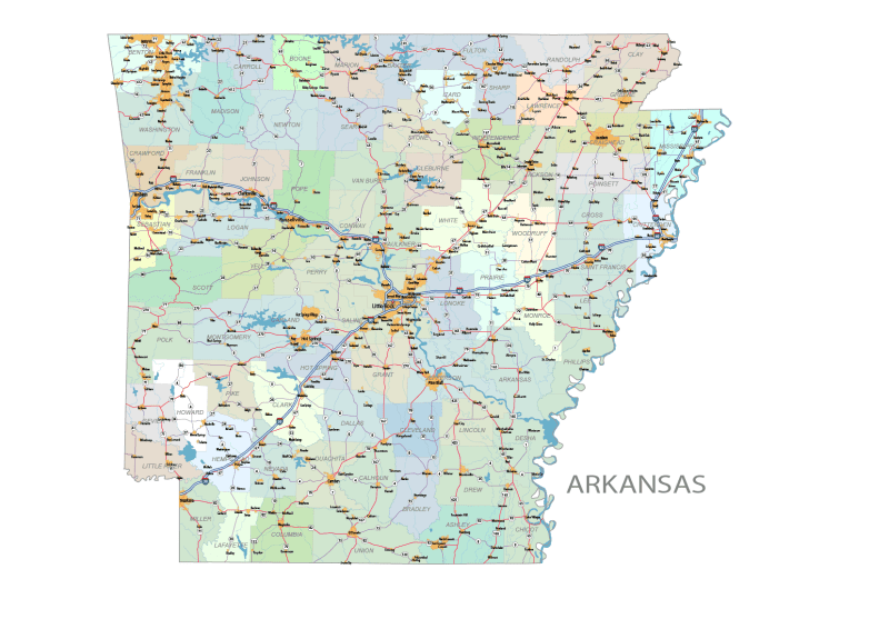 Arkansas Road and City Map