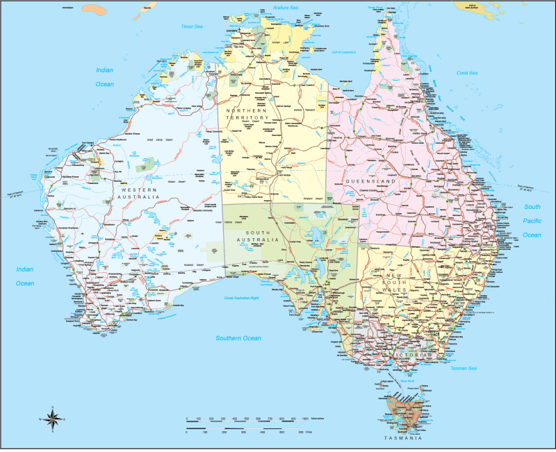 Australia Road and City map