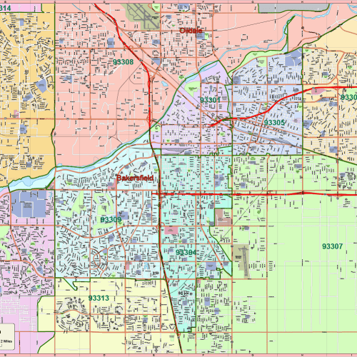 Bakersfield-CA Vector City Map