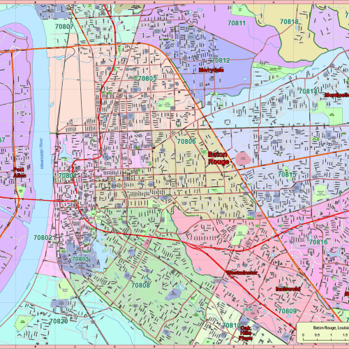 Baton Rouge, Louisiana Vector Map