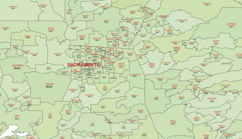 California ZIP Code Map With Cities