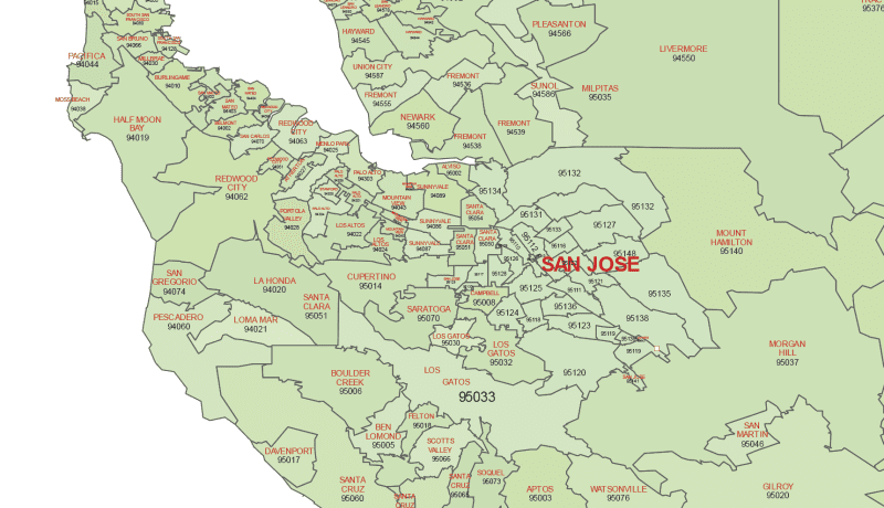 California ZIP Code Map With Cities