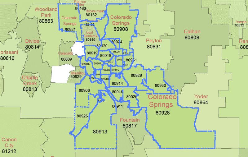 Colorado Springs ZIP Codes-detail