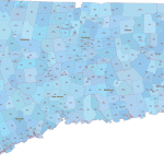 CT ZIP Code Map With Cities Counties