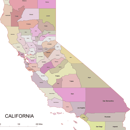 California Colored County Map