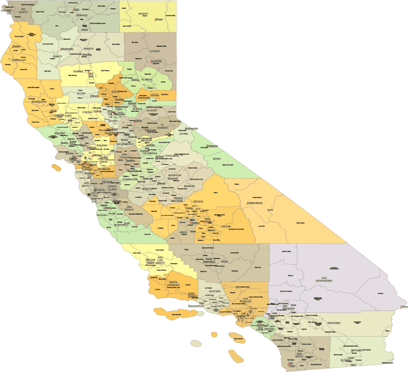 California county and communities map
