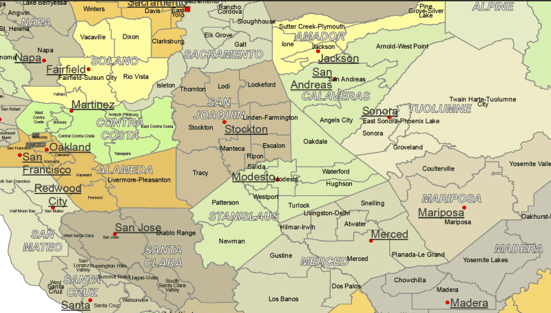 California County and Communities Map