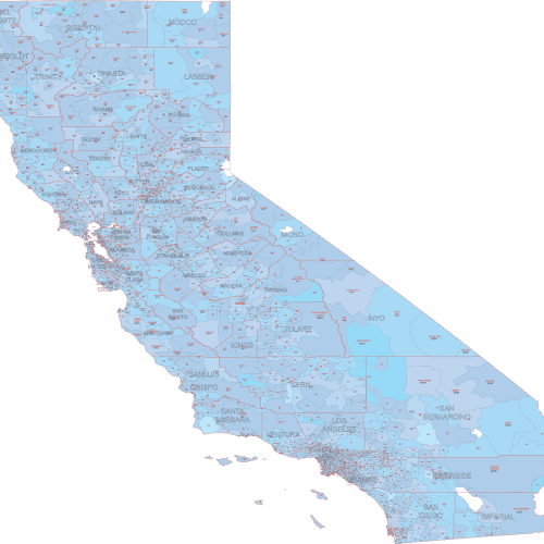 CA ZIP Code Map Cities And Counties