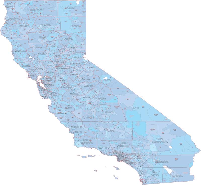 CA ZIP Code Map Cities And Counties