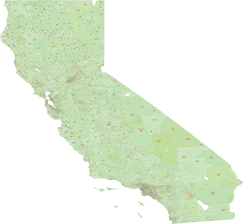 California ZIP Code Map With Cities