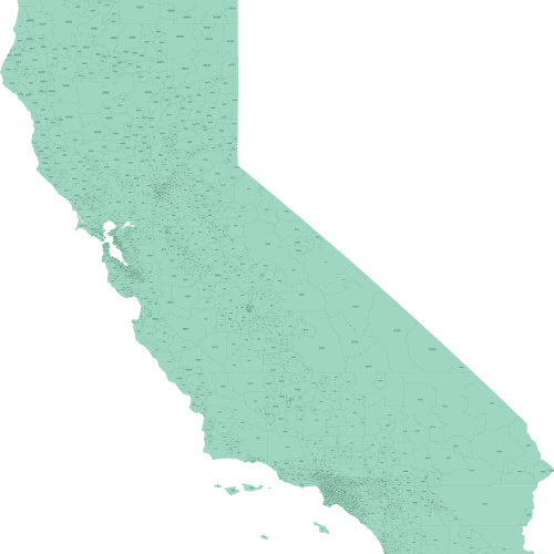 California Zip Code Map Basic