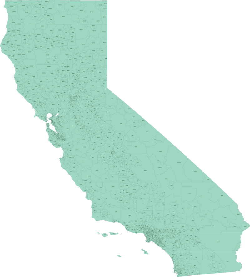 California Zip Code Map Basic