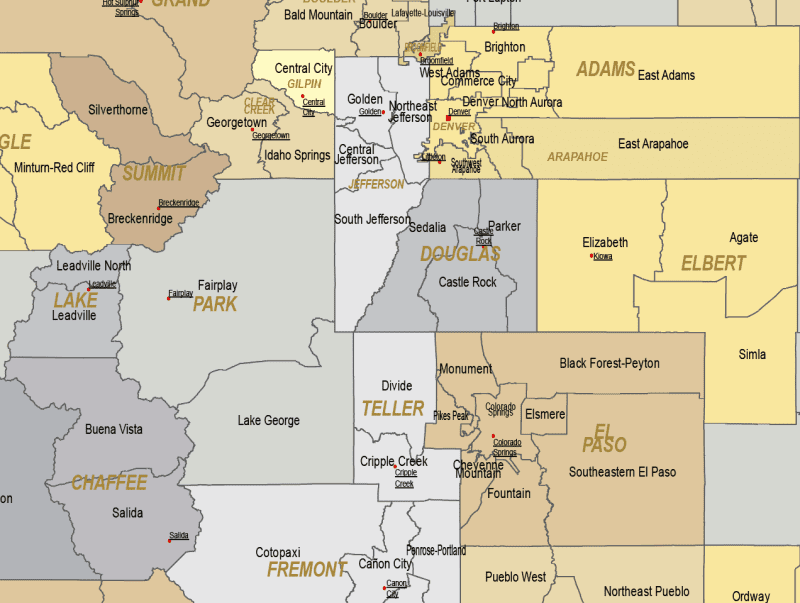 Colorado County and Communities Map