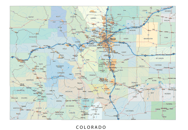 Colorado Road and City Map