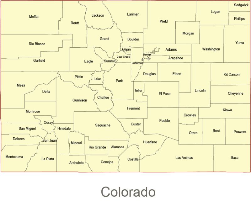 Colorado Vector County Map