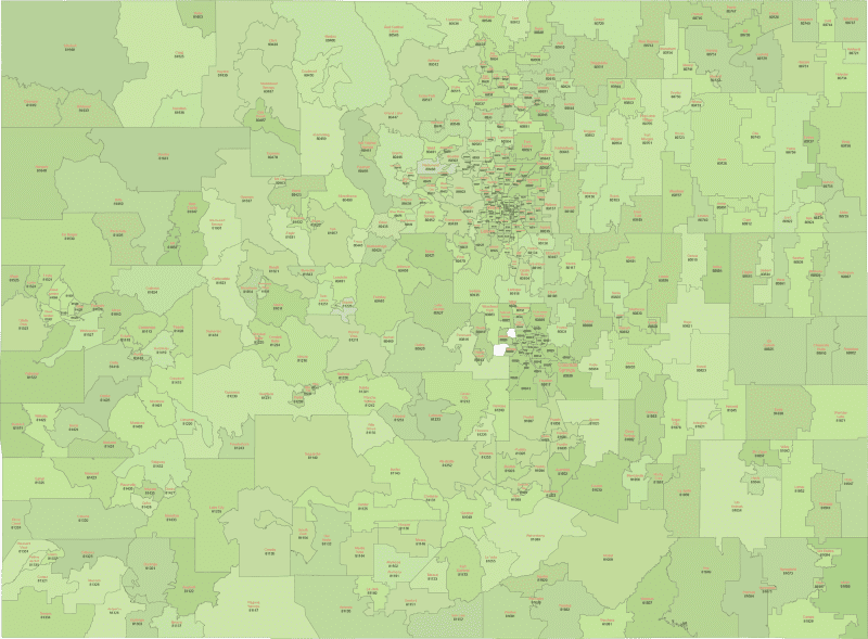 Colorado ZIP Code Map With Cities
