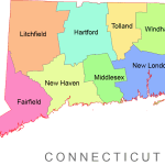 Connecticut colored county map