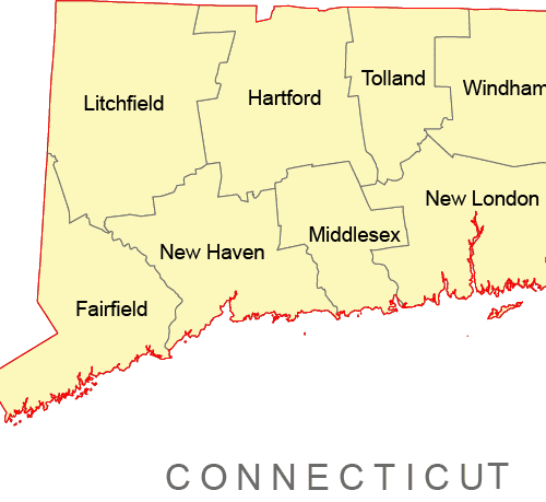 Connecticut vector county map