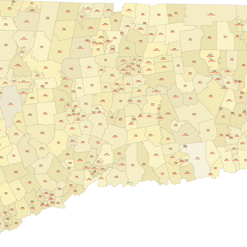 Connecticut ZIP Code Map With Cities