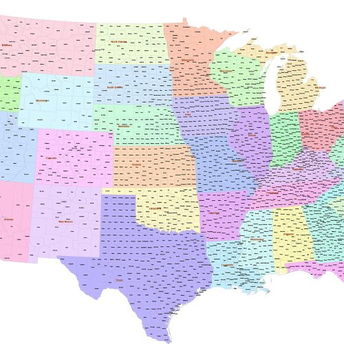 County map of Contiguous US