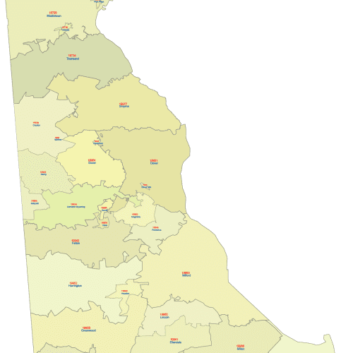 Delaware ZIP Code Map With Cities