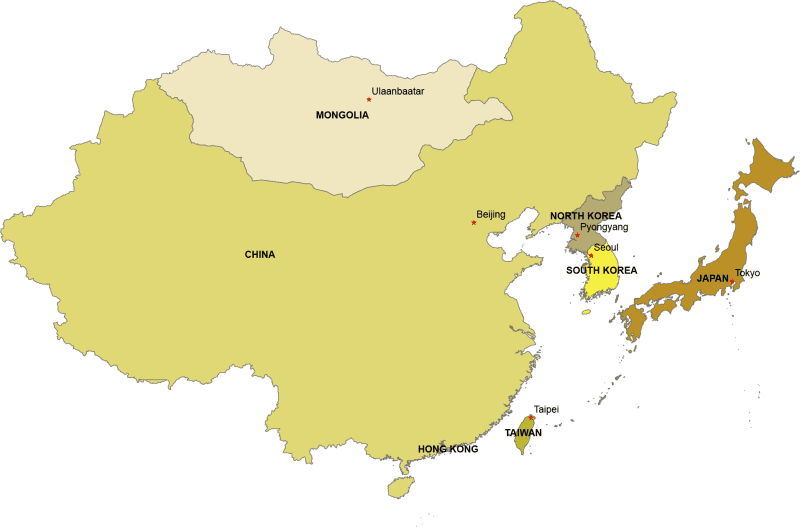 Eastern Asia Digital Map