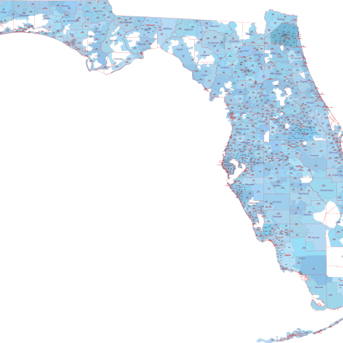 FL ZIP Code Map With Cities Counties