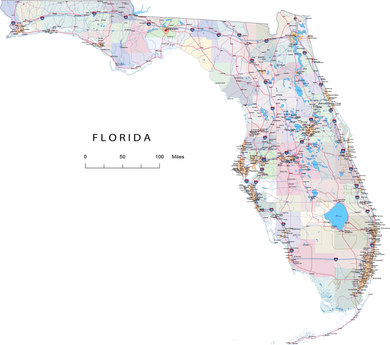 Florida road and city map