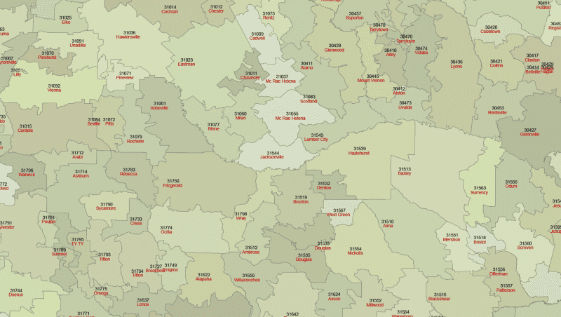 Georgia ZIP Code Map With Cities