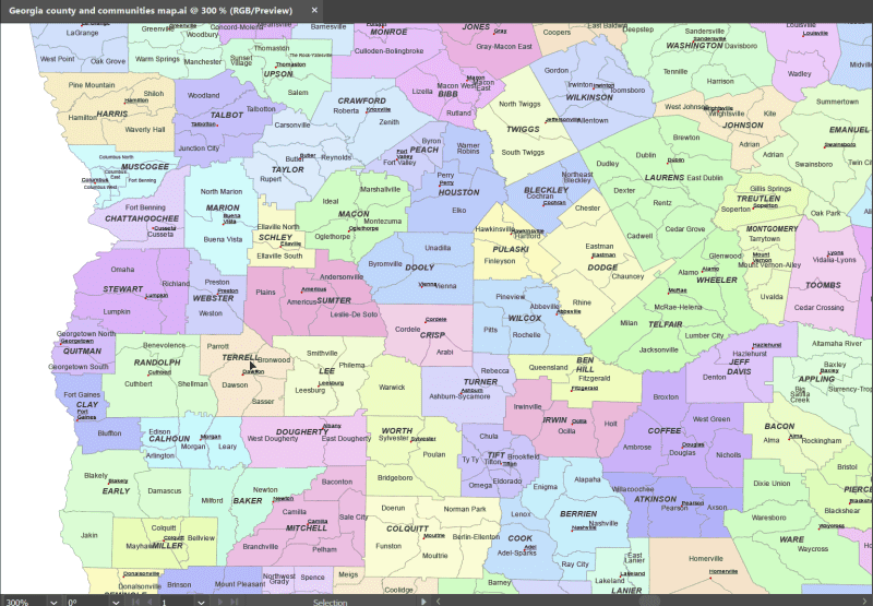 Georgia county and communities map