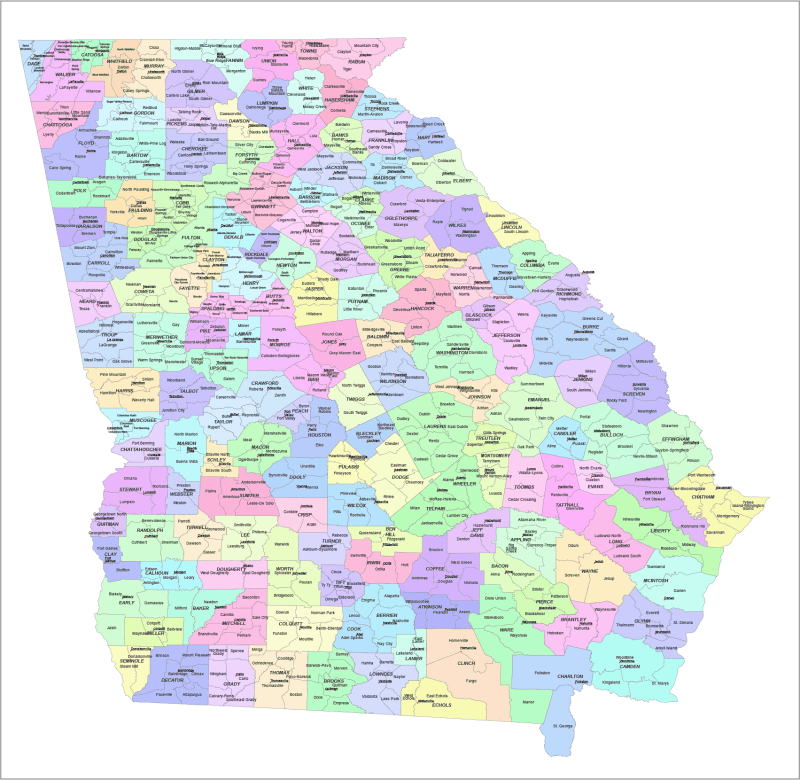 Georgia county and communities map