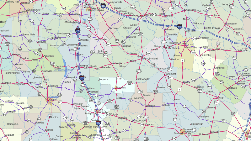 Georgia-road-and-city-map-details