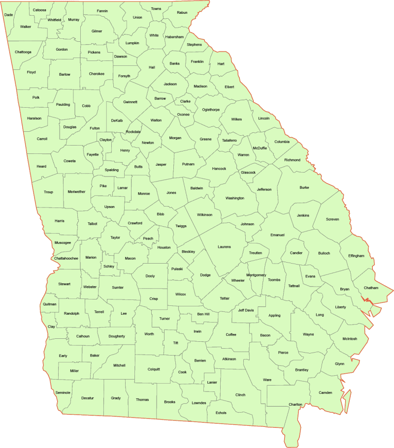 Georgia vector county map
