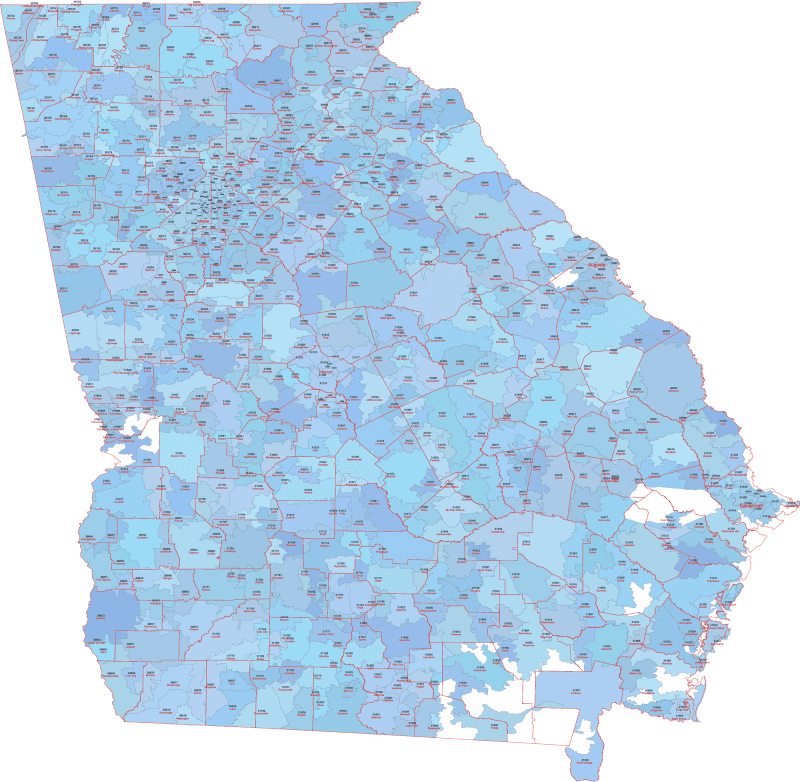 Georgia ZIP Code Map With Cities Counties