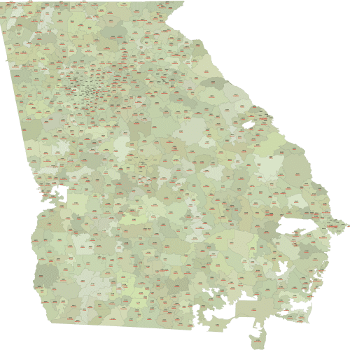 Georgia ZIP Code Map With Cities