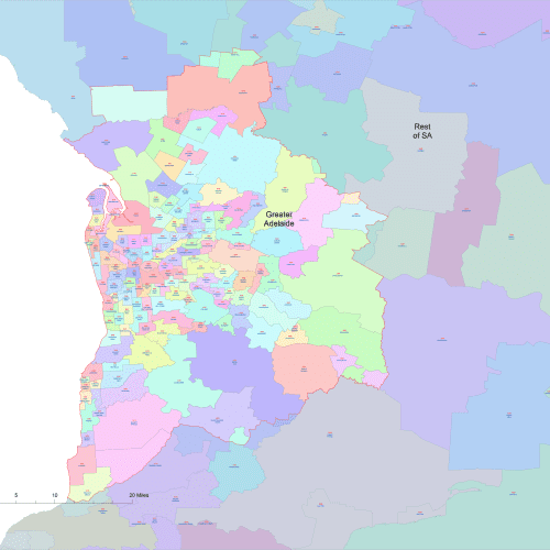 Greater Adelaide Postal Code Map