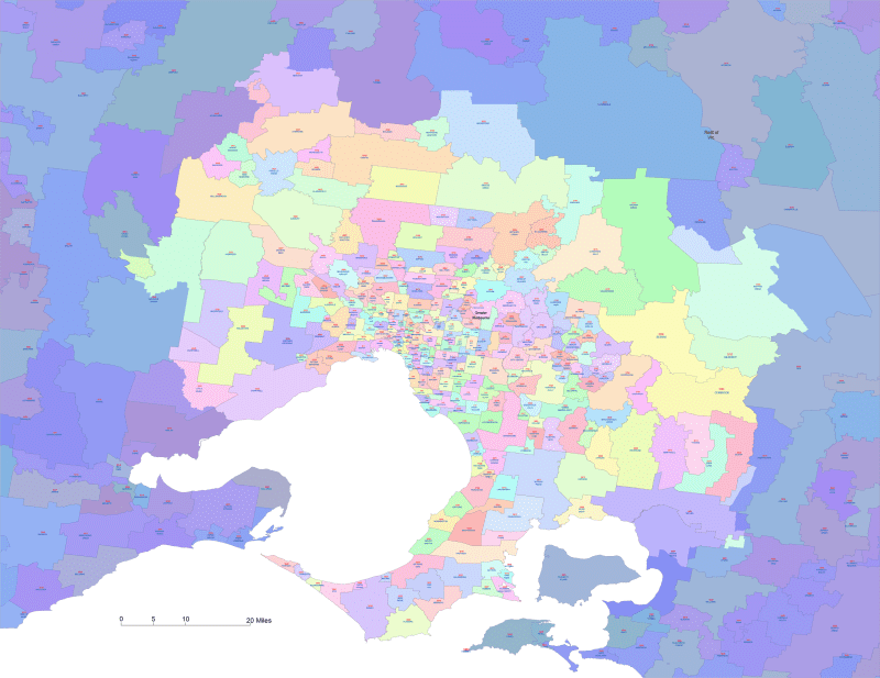 Greater Melburne Postal Code Map