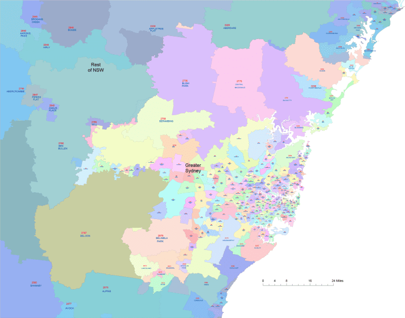 Greater Sydney Postal Code Map