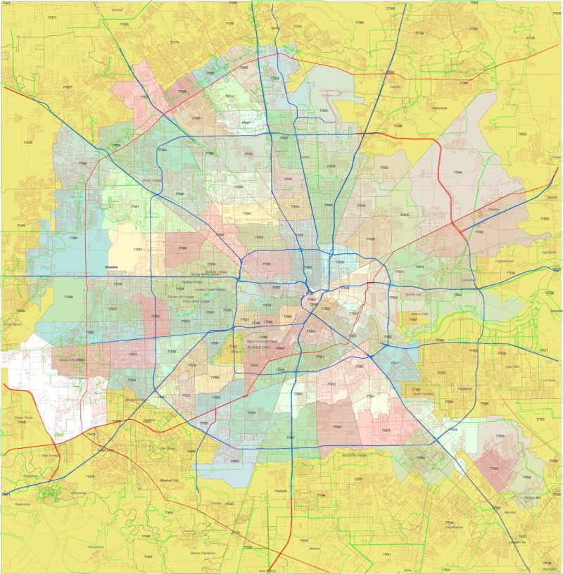 Houston zip code map