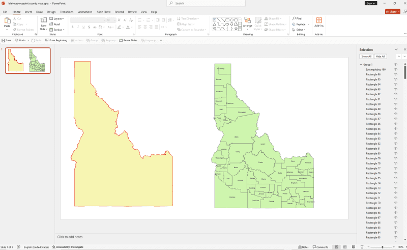 Idaho PowerPoint County Map